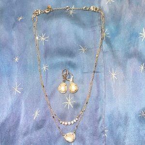 Chloe + Isabel Rose Gold & Pink Stone Necklace & Earring Set